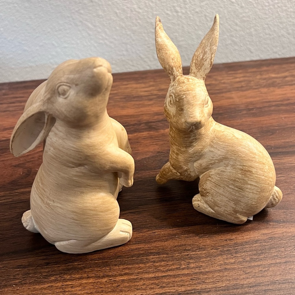 Target Faux Wood Neutral Resin Bunny Set - Picture 3 of 3